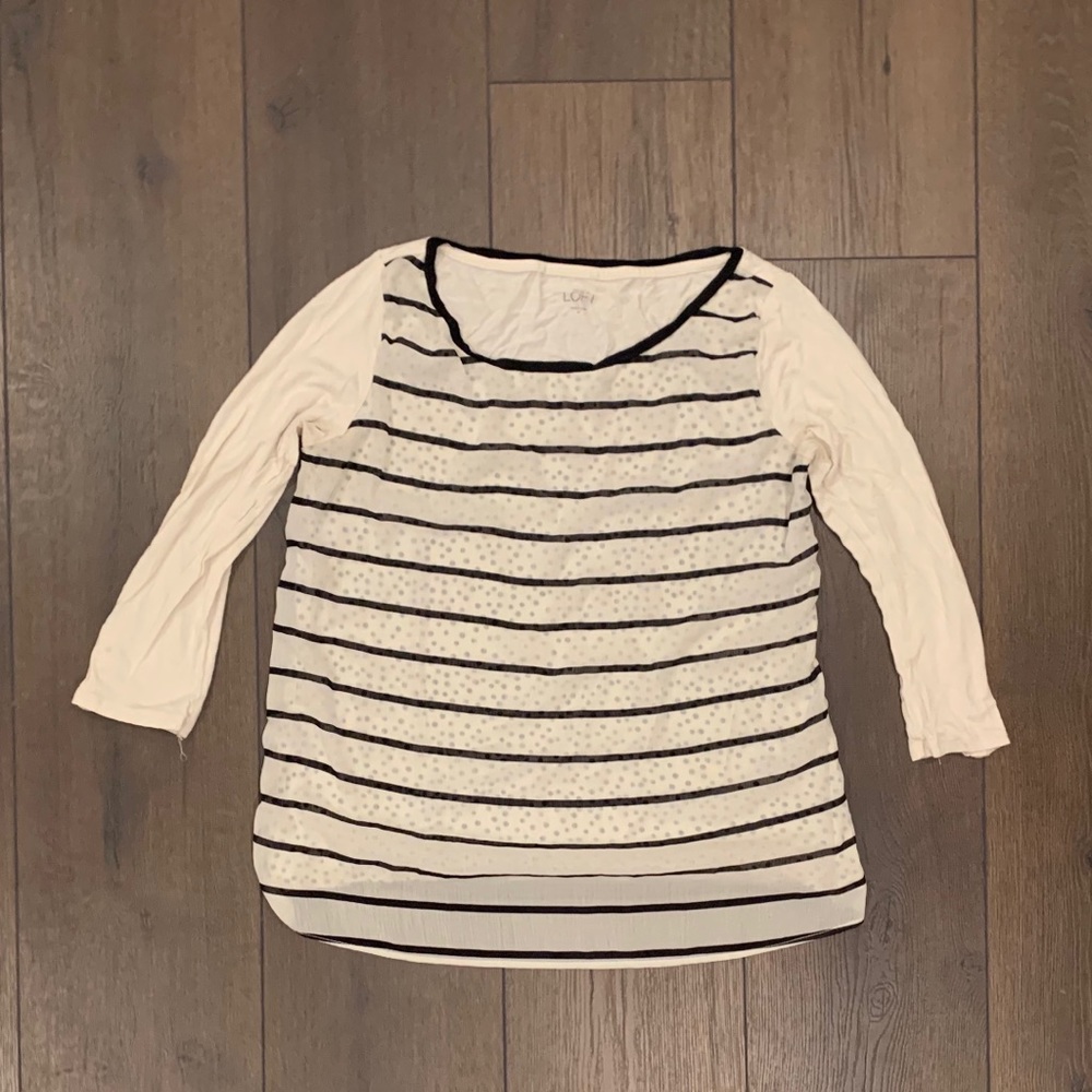 Loft Stripe and Polka Dot Women’s 3/4 Sleeve Top